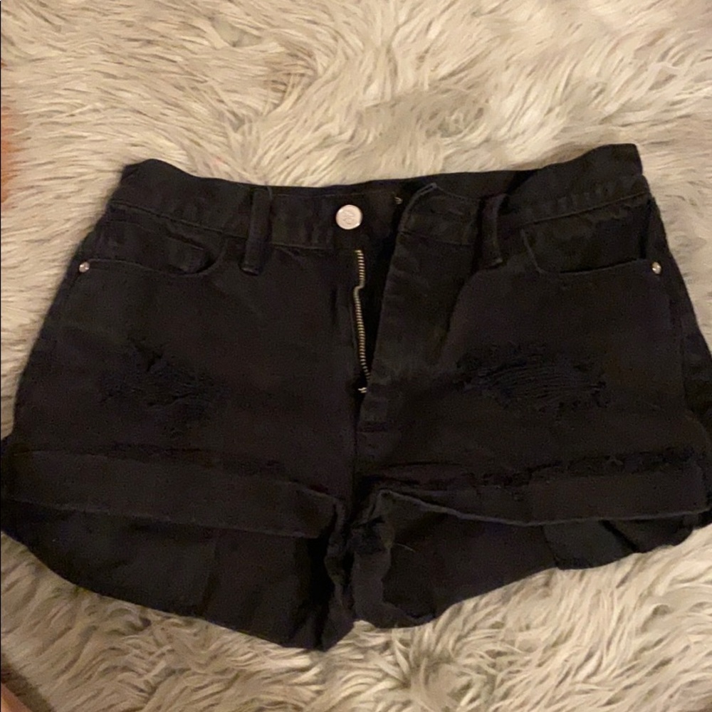 Bebe black distressed shorts